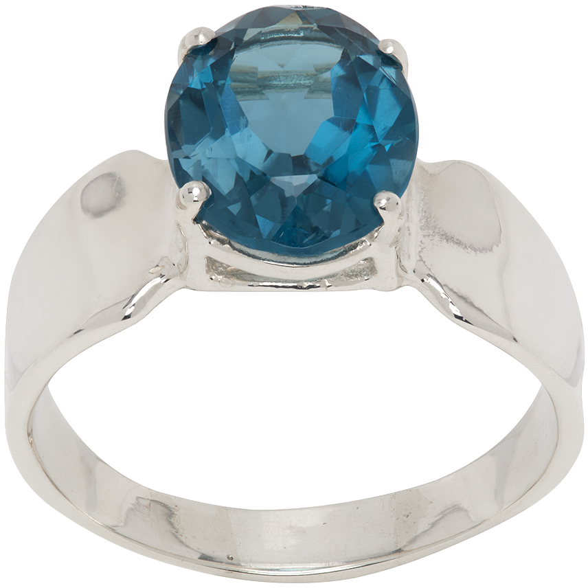 Martine Ali Ssense Exclusive Silver Prince London Ring In Blue Topaz