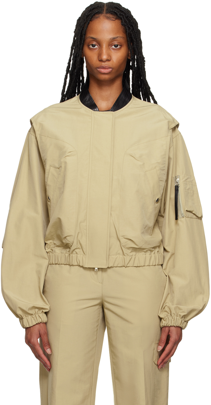 Helmut Lang Layered Cotton-blend Bomber Jacket In Uniform Khaki - 1fx