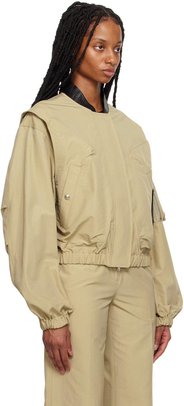 Helmut Lang Layered Cotton-blend Bomber Jacket In Uniform Khaki - 1fx