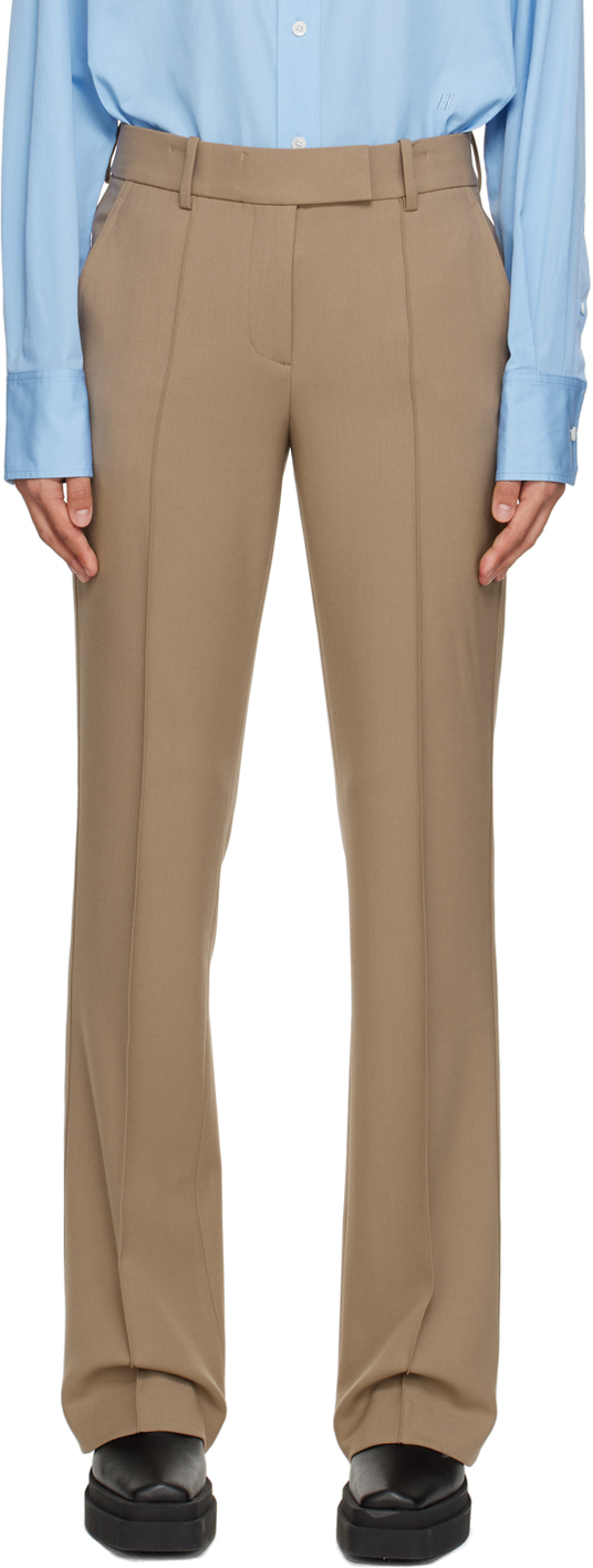 Helmut Lang Taupe Pinched Seam Trousers In Taupe - Qe0