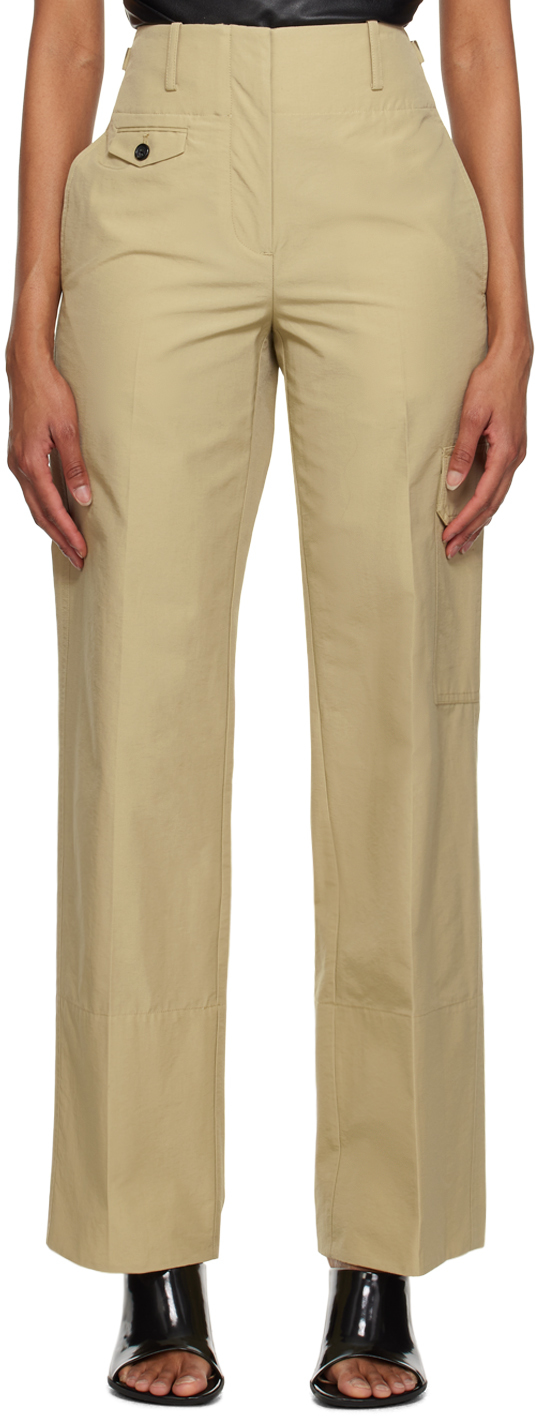 Shop Helmut Lang Beige Utility Trousers In Uniform Khaki - 1fx