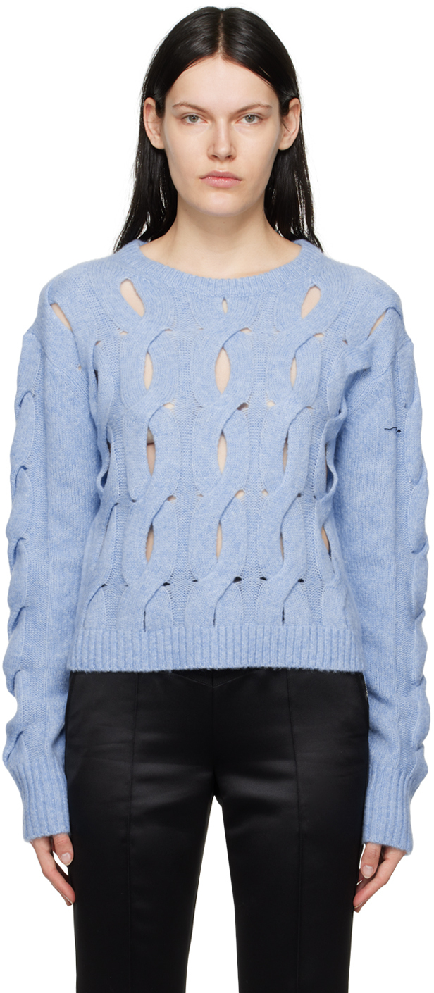 Helmut Lang Blue Cropped Sweater