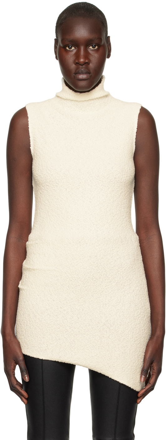 Helmut Lang Off-white Asymmetric Tank Top In Ivory - C05