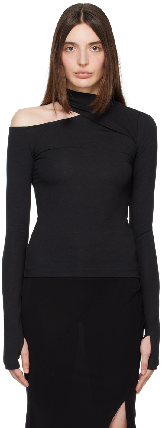 Helmut Lang: Black Slash Long Sleeve T-Shirt | SSENSE