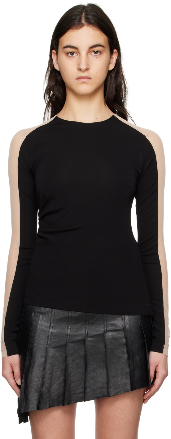 Helmut Lang Black Sheer Long Sleeve T-Shirt