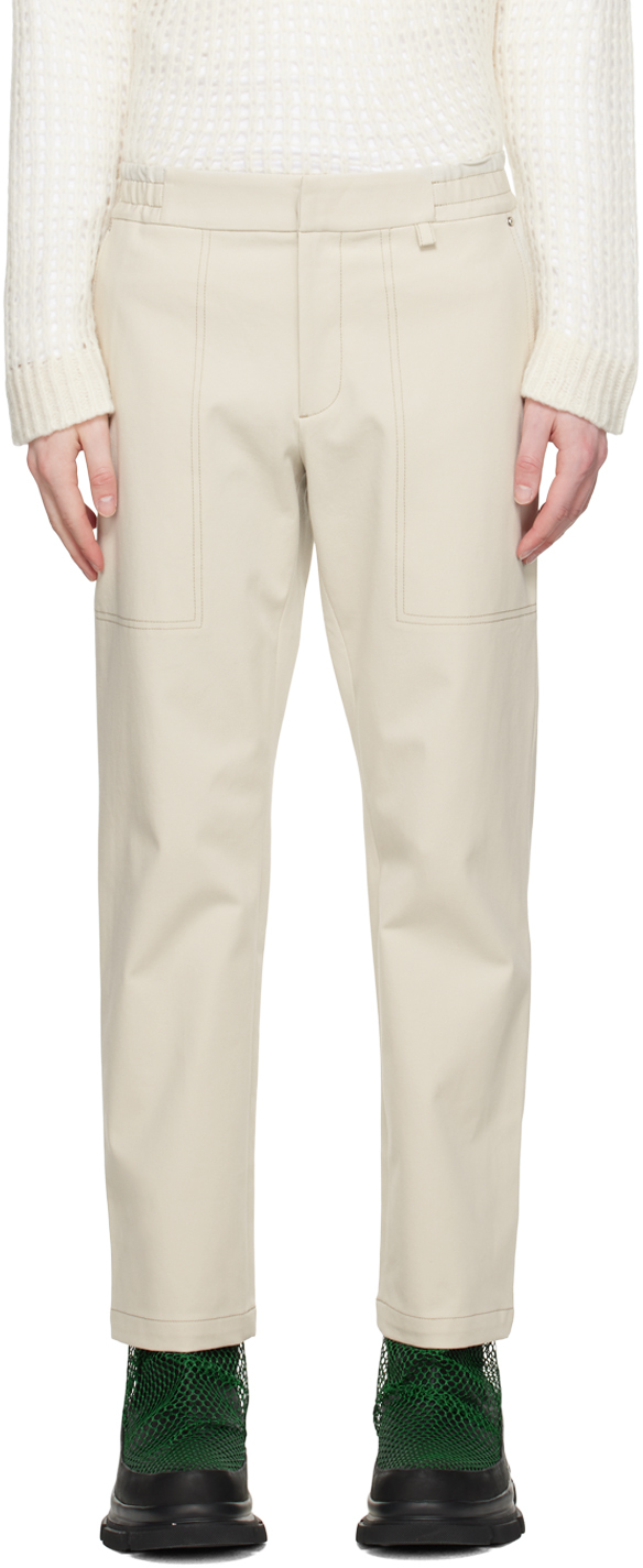 Helmut Lang Beige Pull On Trousers In Satellite - Pc4