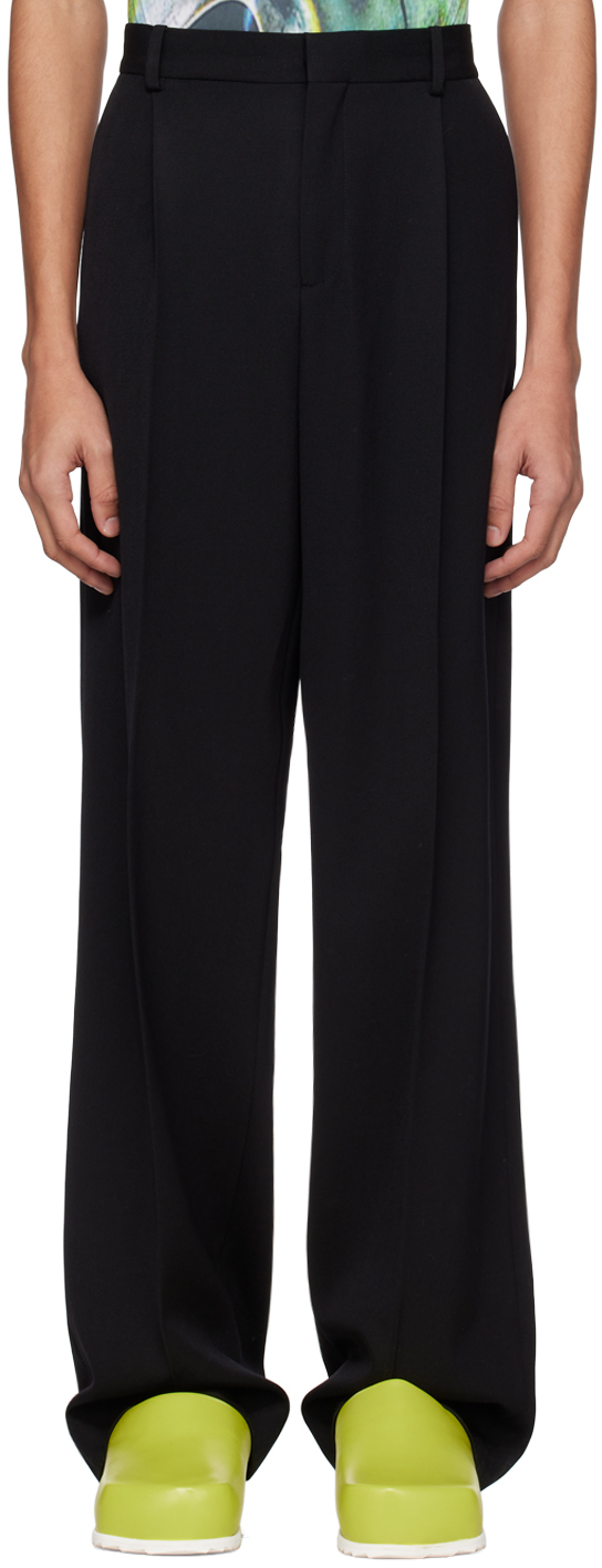 Classic Trousers With Pleat In Fine Wool Black