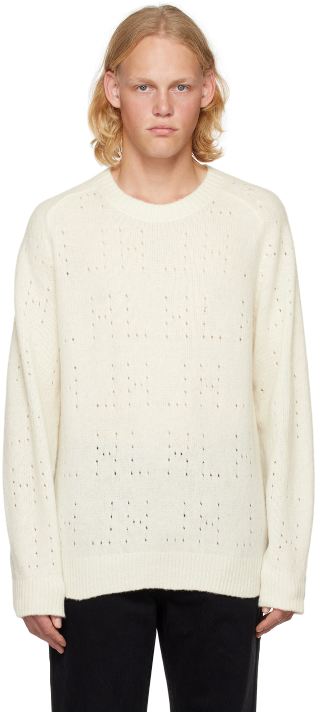 Helmut Lang: White Crewneck Sweater | SSENSE UK