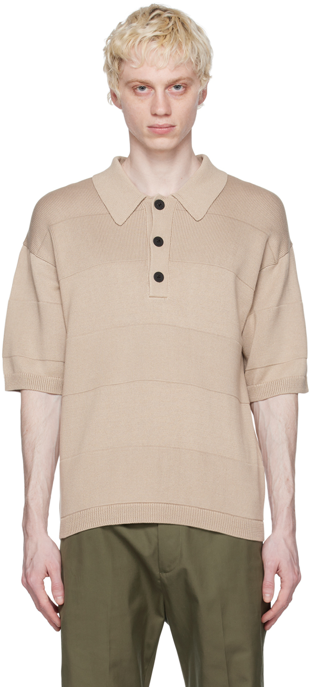 Helmut Lang Beige Oversized Polo In Taupe - Qe0