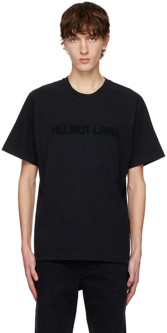 Helmut Lang Black Flocked Logo Short-sleeved T-shirt