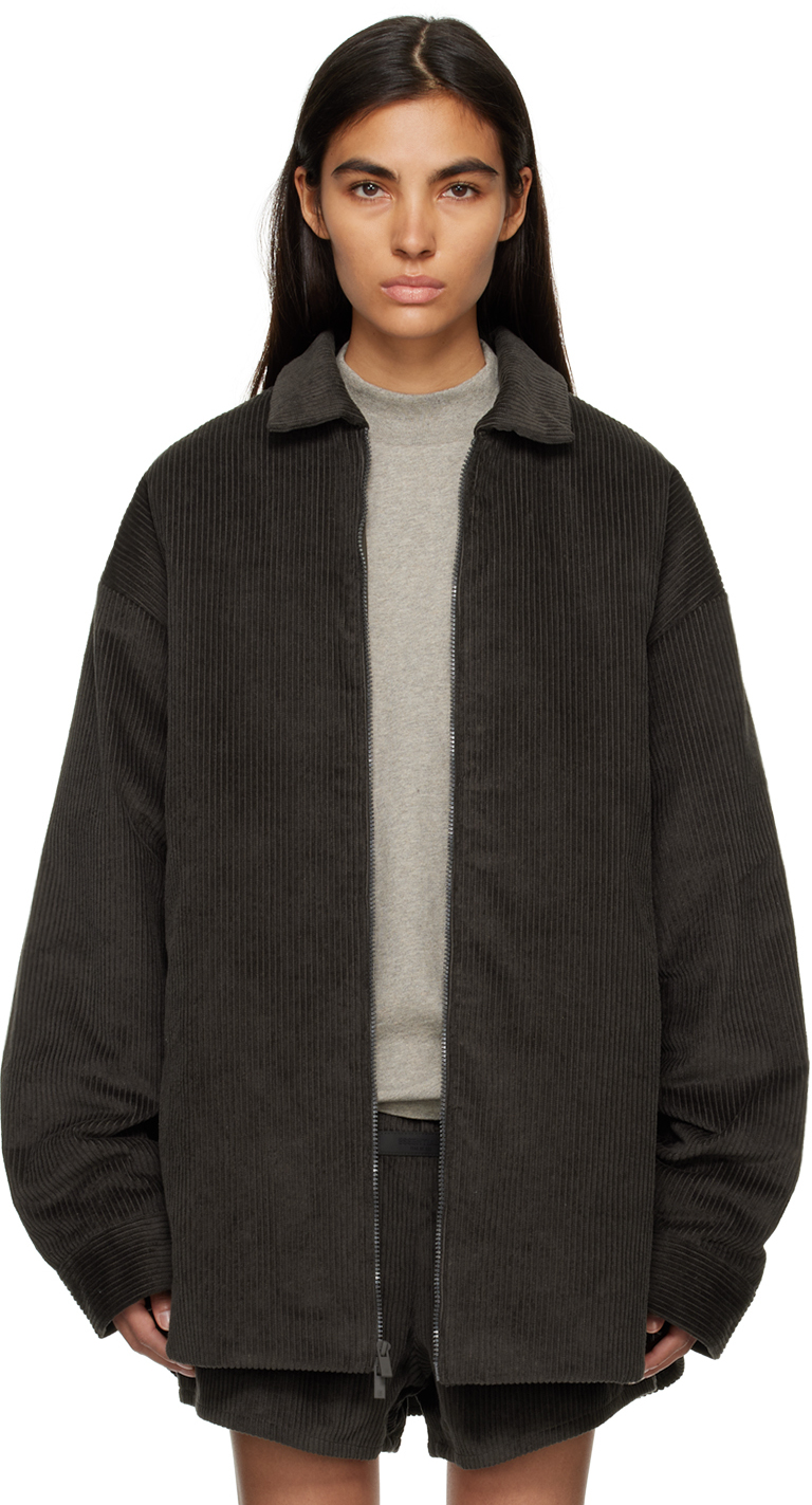 Essentials Gray Shirttail Jacket In Off-black