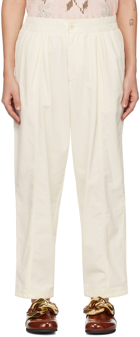 Ymc You Must Create Off-white Sylvian Trousers In 12-ecru
