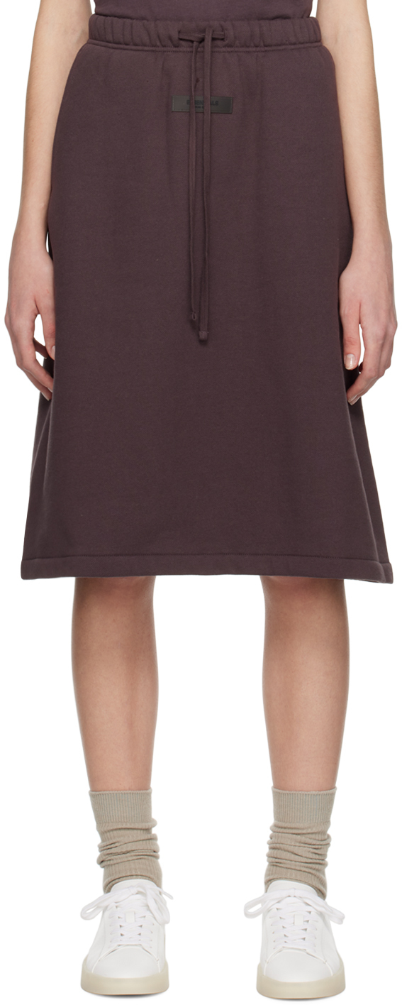 Essentials Purple Drawstring Midi Skirt