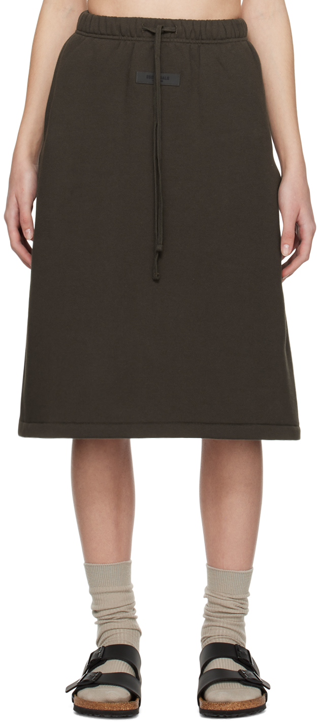 Essentials Gray Drawstring Midi Skirt