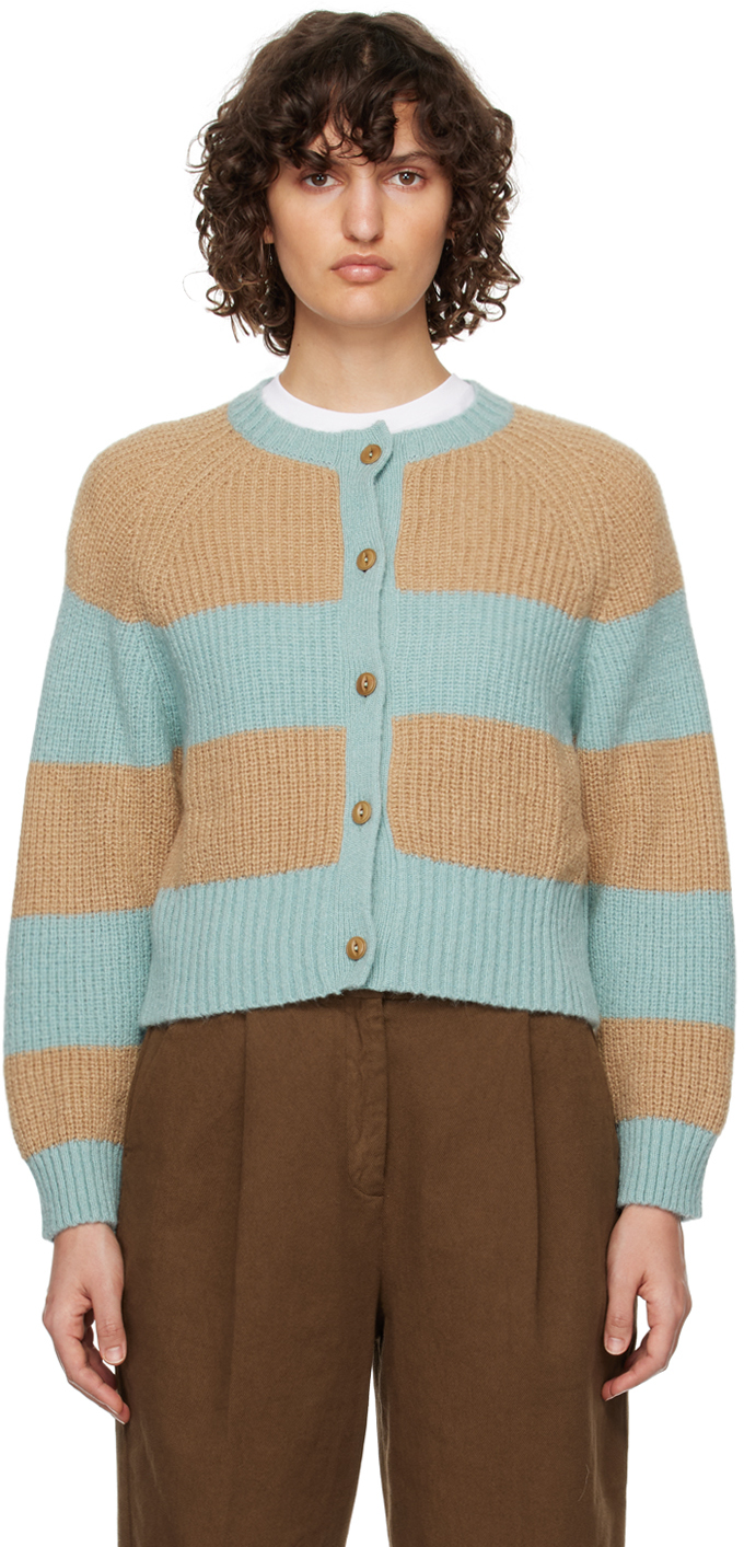 Beige & Blue Foxtail Cardigan by YMC on Sale