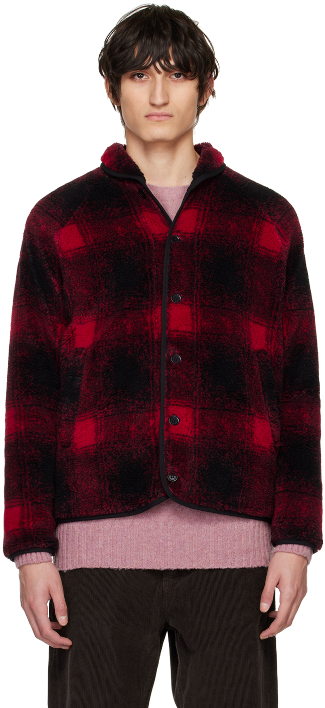 Ymc You Must Create Beach Check Fleece Jacket In Red