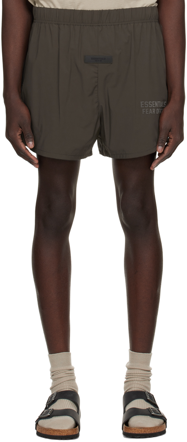 Essentials Gray Bungee Drawstring Shorts SSENSE UK