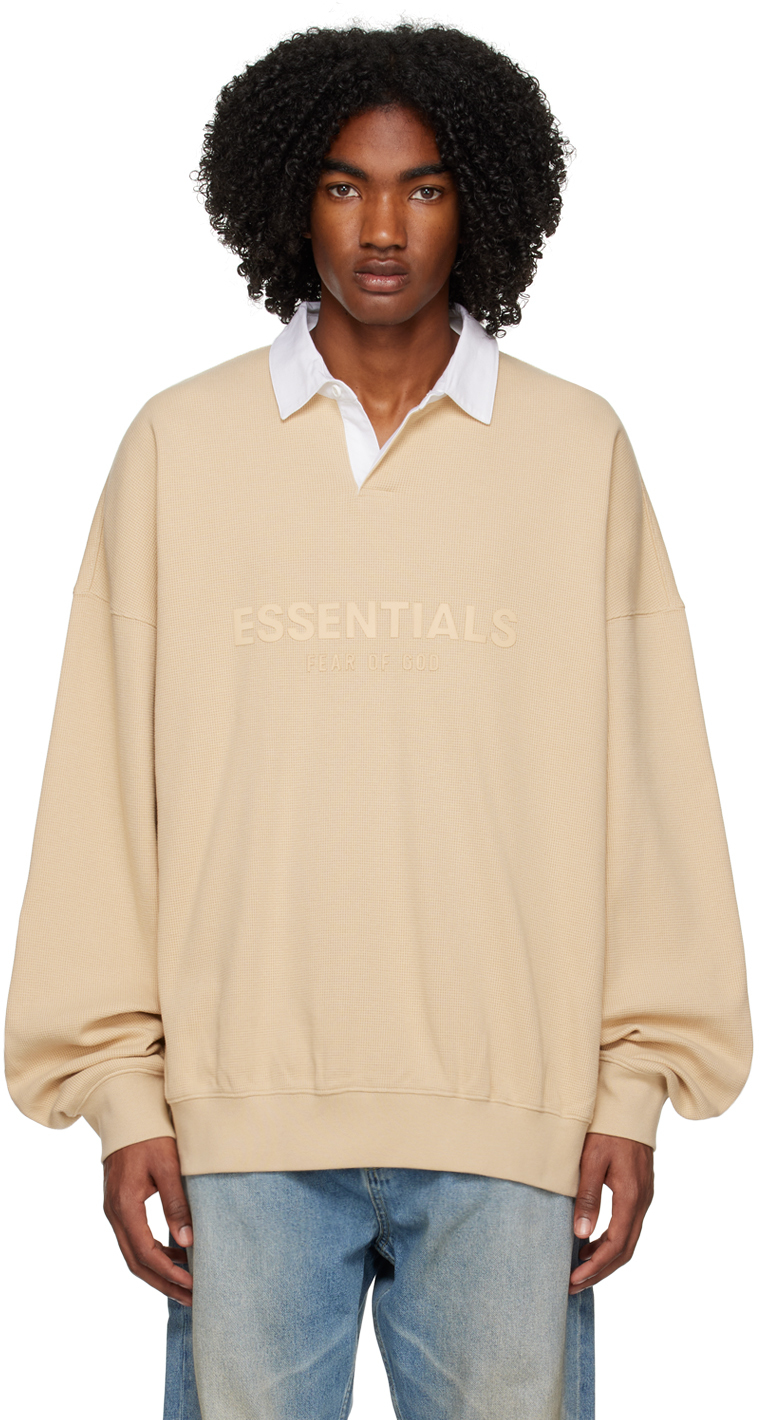 Essentials Beige Bonded Polo In Sand