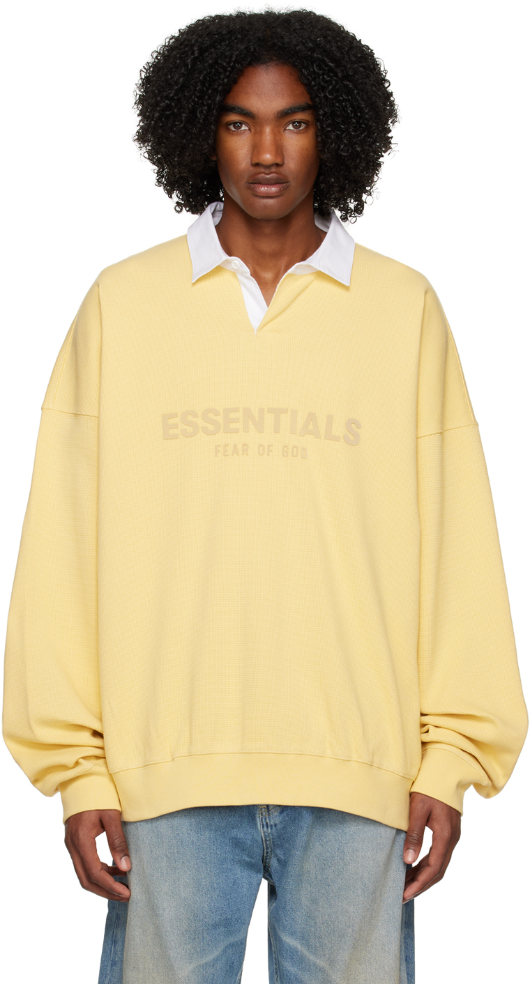 Essentials Yellow Bonded Polo In Light Tuscan