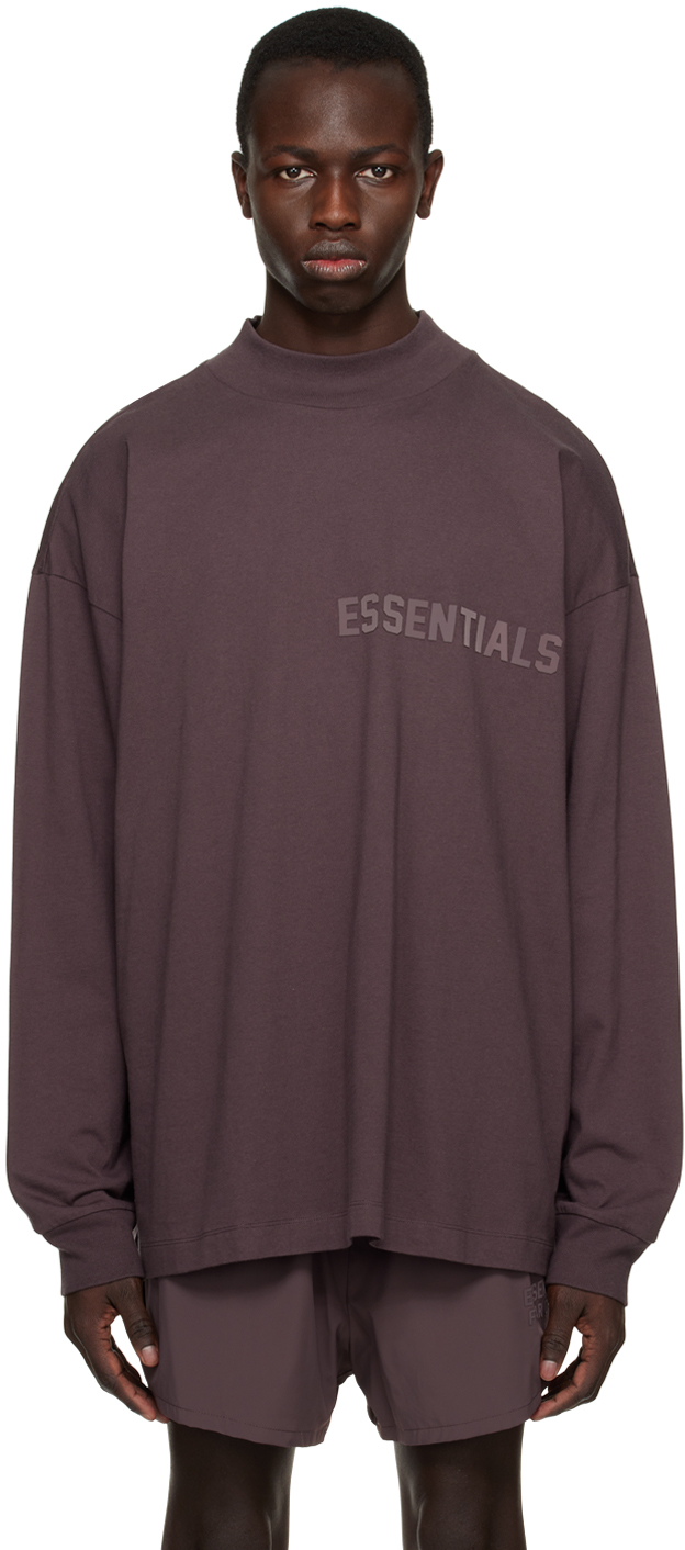 Essentials Purple Crewneck Long Sleeve T-shirt In Plum