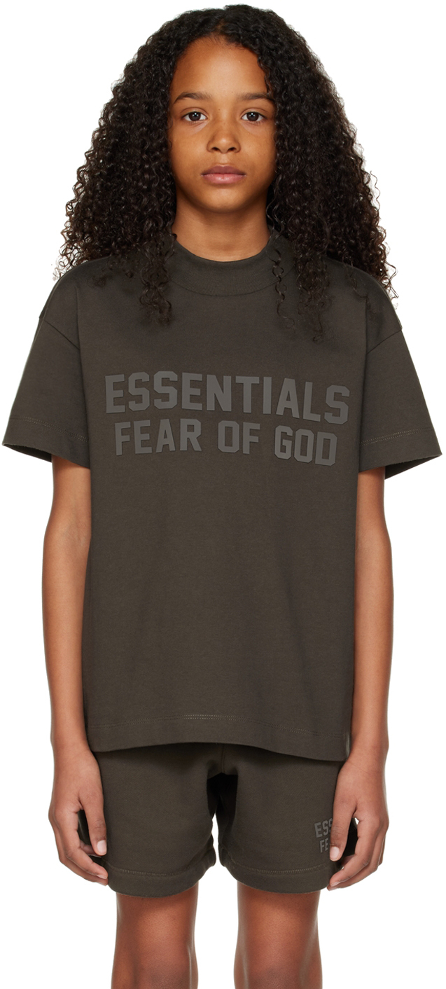 Essentials Kids Gray Crewneck T-shirt In Off-black