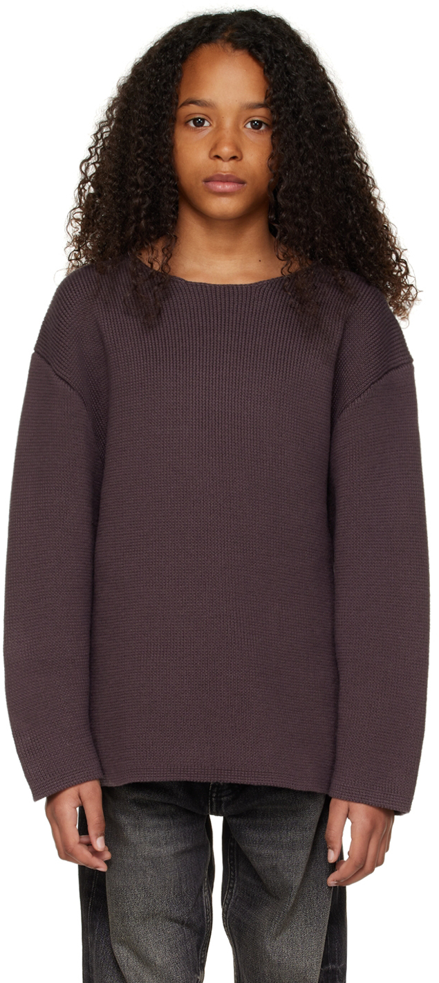 Essentials Kids Purple Crewneck Sweater In Plum