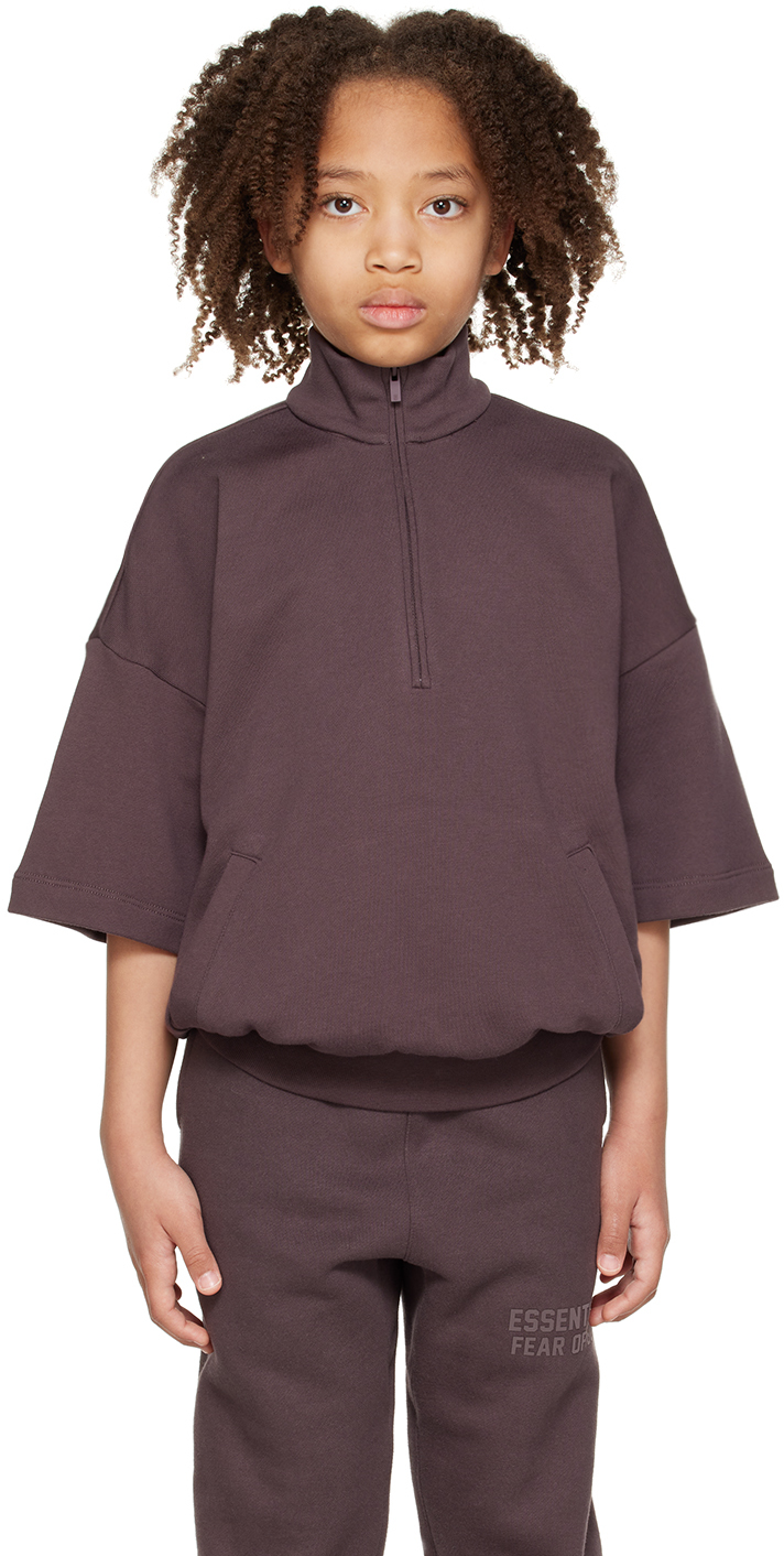 Essentials Kids Purple Half-zip Sweatshirt In Plum