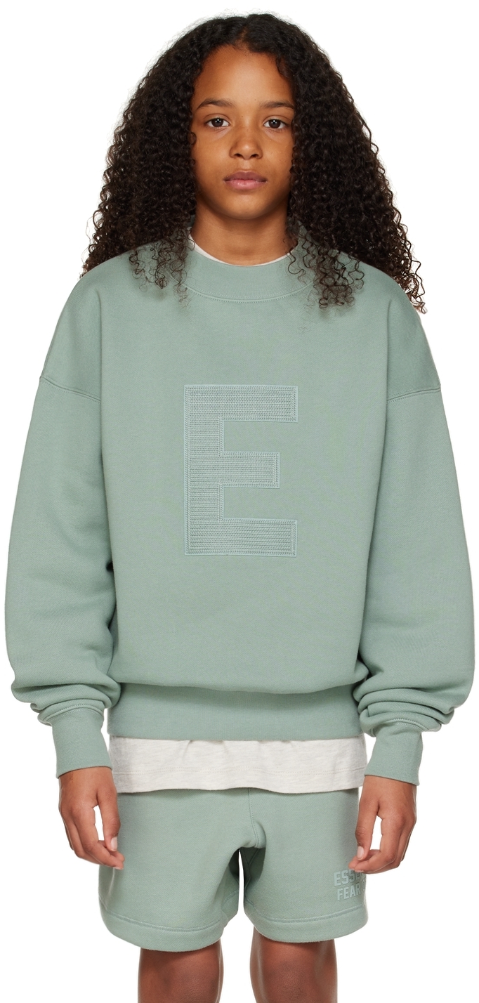 Essentials Kids' Logo-appliquéd Cotton-blend Jersey Sweatshirt In Green