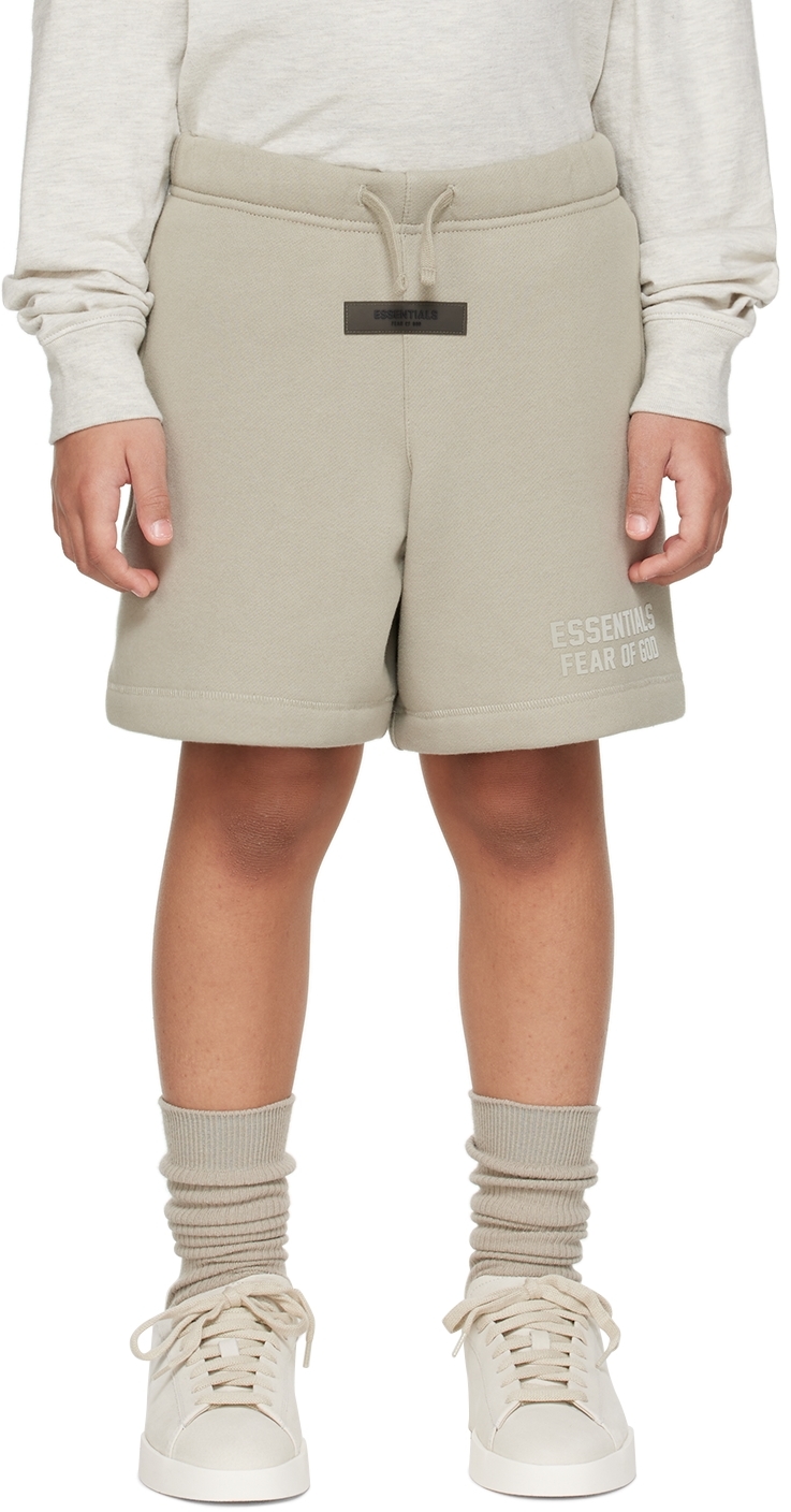 Essentials Kids Gray Drawstring Shorts In Seal