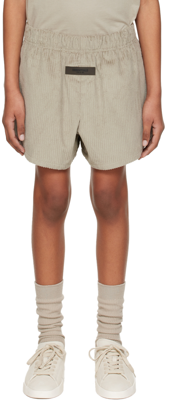 Essentials Logo-appliquéd Cotton-blend Jersey Drawstring Shorts In Gray