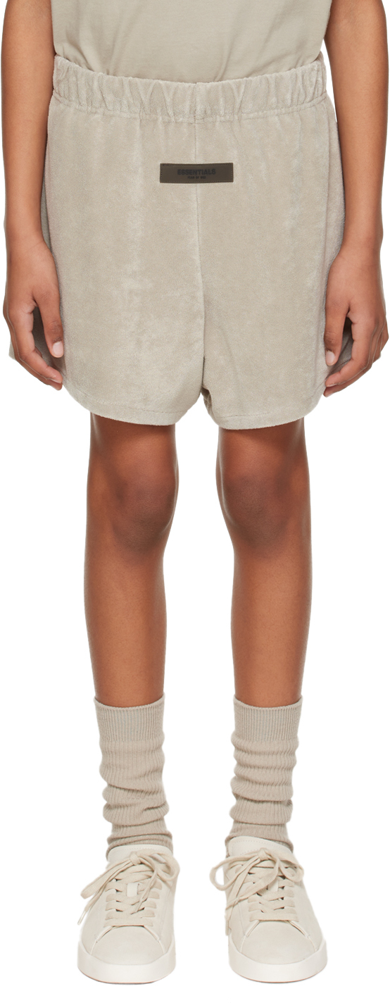 Essentials Kids Grey Patch Shorts In Seal