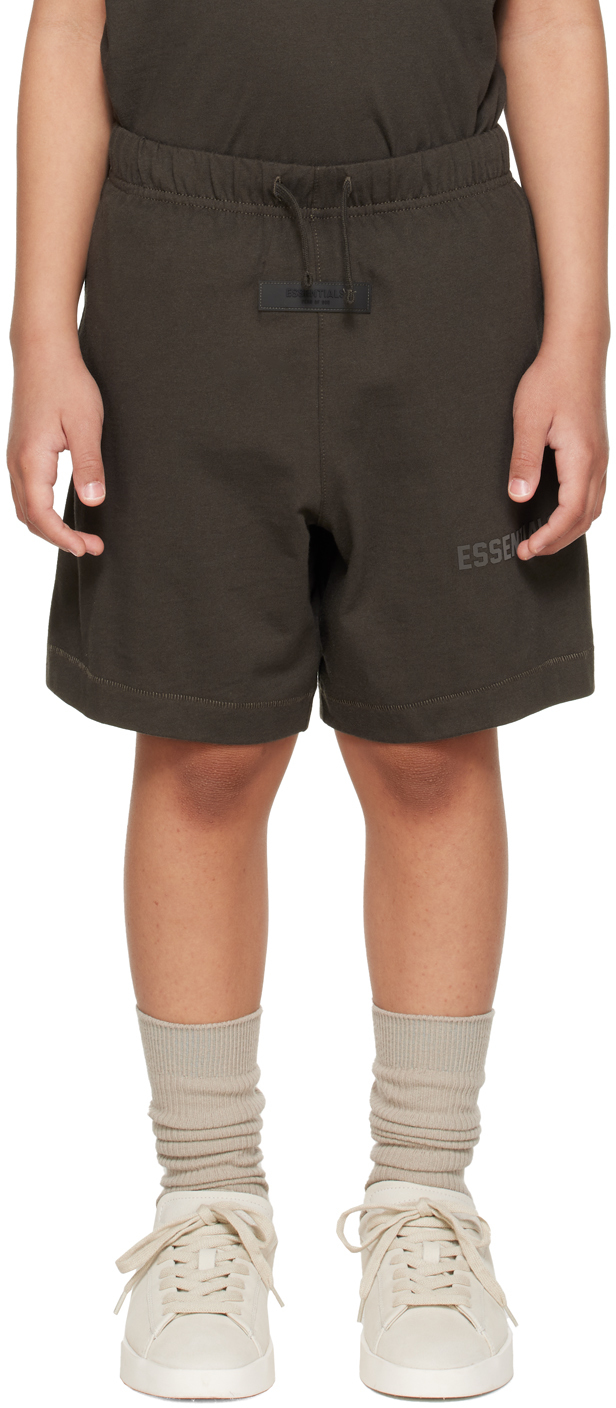 Essentials Kids Gray Patch Shorts In Off-black