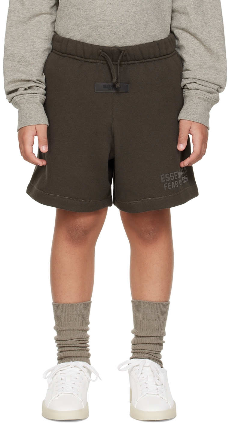 Essentials Kids Grey Drawstring Shorts In Off-black
