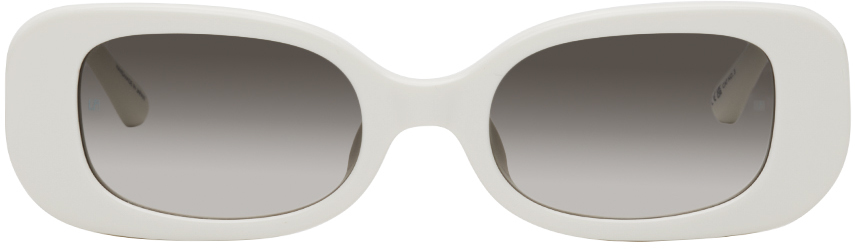Linda Farrow White Lola Sunglasses In White/ Light Gold/ G