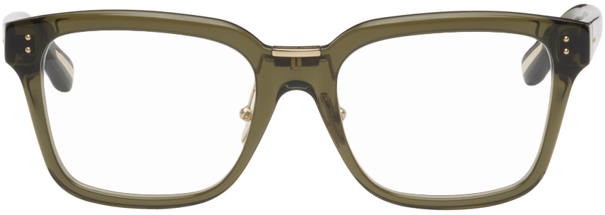 Linda Farrow Green Desiree Glasses In Translucent Green/ L