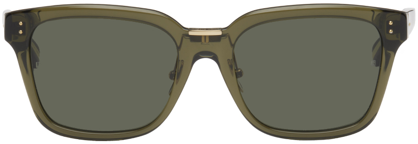 Linda Farrow Green Desiree Sunglasses In Translucent Green/ L