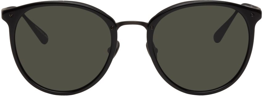 Linda Farrow Black Calthorpe Sunglasses In Black/ Matt Nickel/