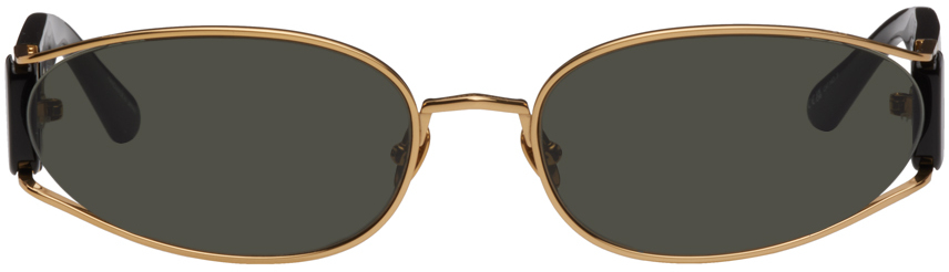 LINDA FARROW Black & Gold Shelby Sunglasses