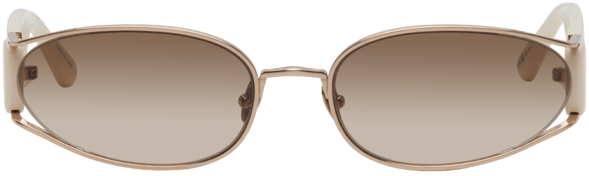 Linda Farrow Off-white Shelby Sunglasses In Rose Gold/ Cream/ Mo
