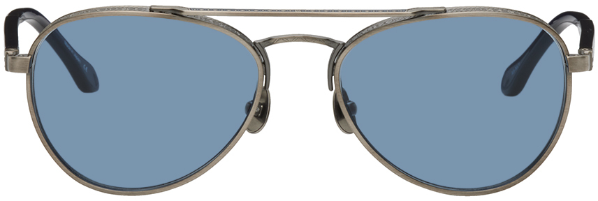 Matsuda: Gunmetal & Blue M3116 Sunglasses | SSENSE