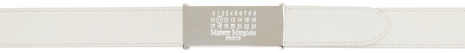 Maison Margiela Reversible Off-white Logo-engraved Belt In H9696 White/chamois