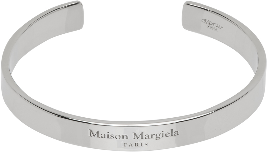 Maison Margiela Silver Logo Cuff Bracelet In 951 Palladioburattat