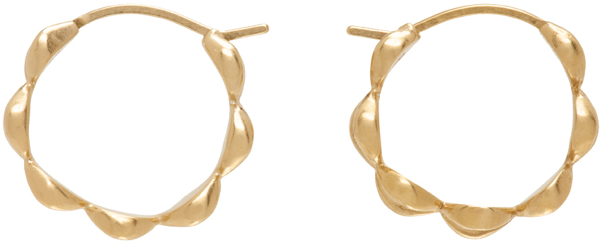 Maison Margiela Gold Textured Hoop Earrings In 950 Yellow Gold Plat
