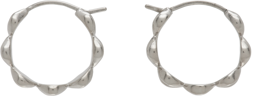 Silver Textured Hoop Earrings