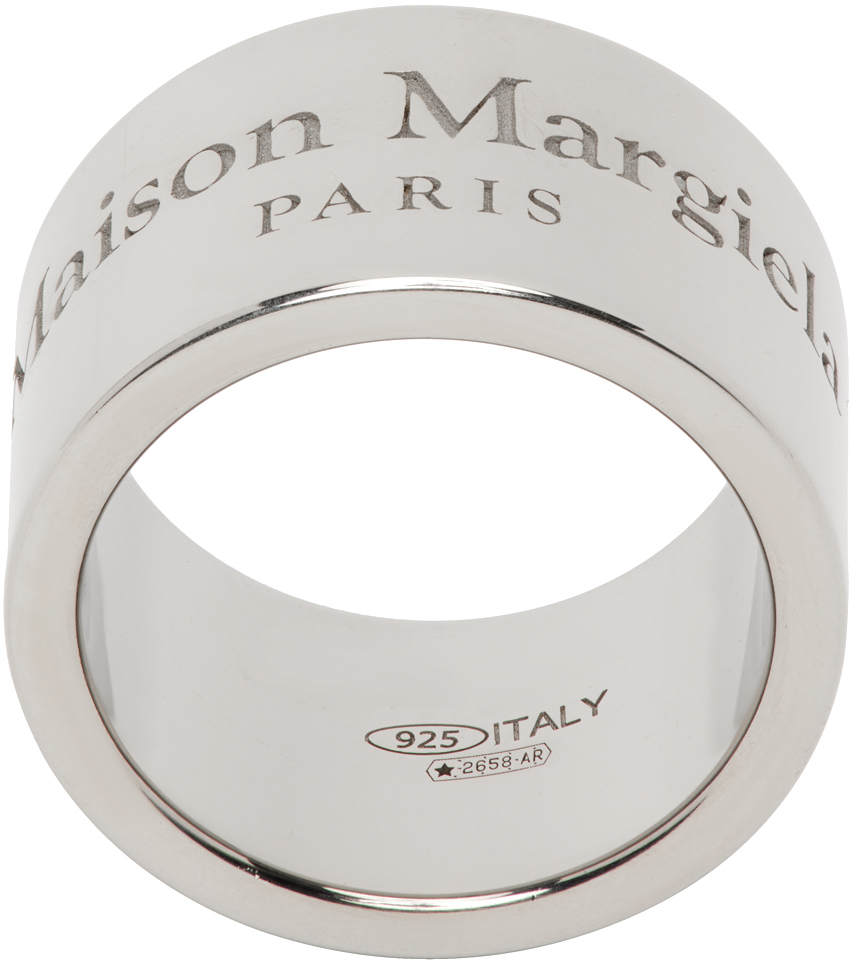 Maison Margiela Silver Thick Band Ring In Palladium