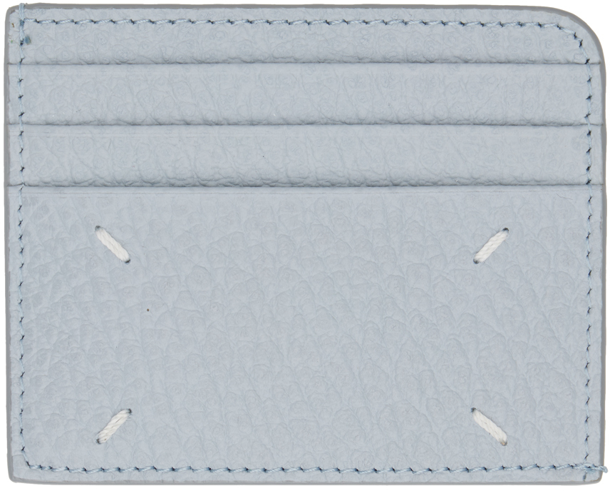 Maison Margiela: Blue Four Stitches Card Holder | SSENSE Canada