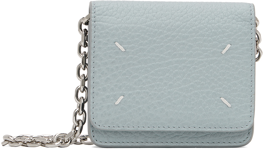 Maison Margiela: Blue Four Stitches Chain Wallet | SSENSE