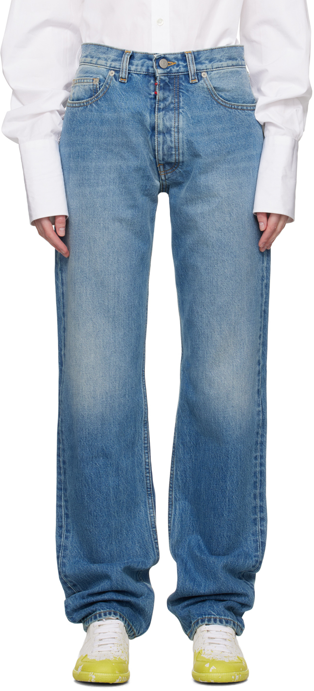 Shop Maison Margiela Blue Straight-leg Jeans In 966 Shades Of Navy