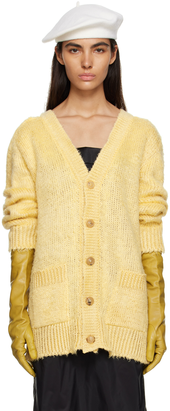 Yellow Brushed Cardigan by Maison Margiela on Sale