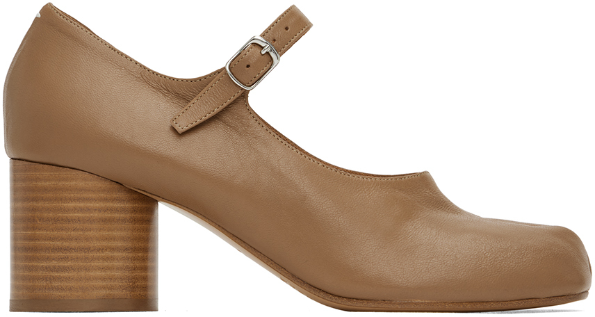 MAISON MARGIELA TAN TABI MARY-JANE HEELS